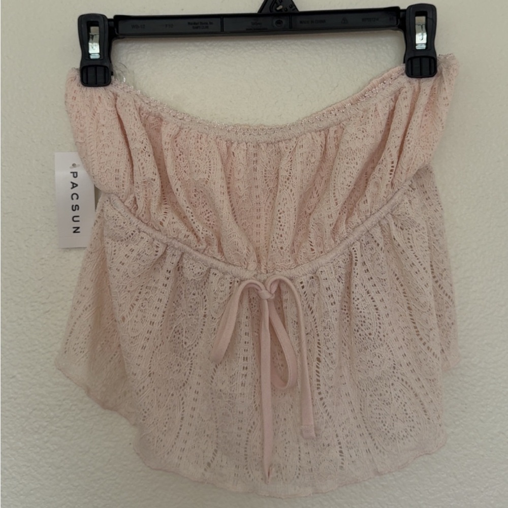 PacSun Pink Lace Strapless Top